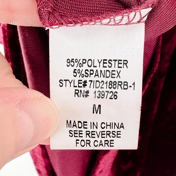 Magnolia South Crushed Velvet Babydoll Mini Dress Womens M Burgundy Y2K Grunge - Picture 7 of 8